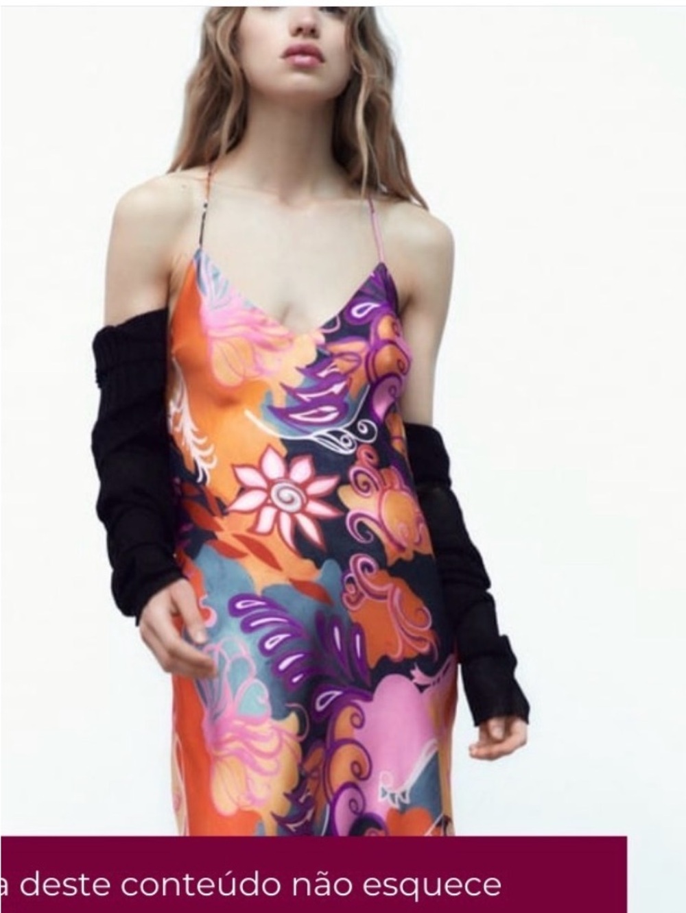 Zara Multicolor Floral Slip Dress in Orange, Pink & Teal